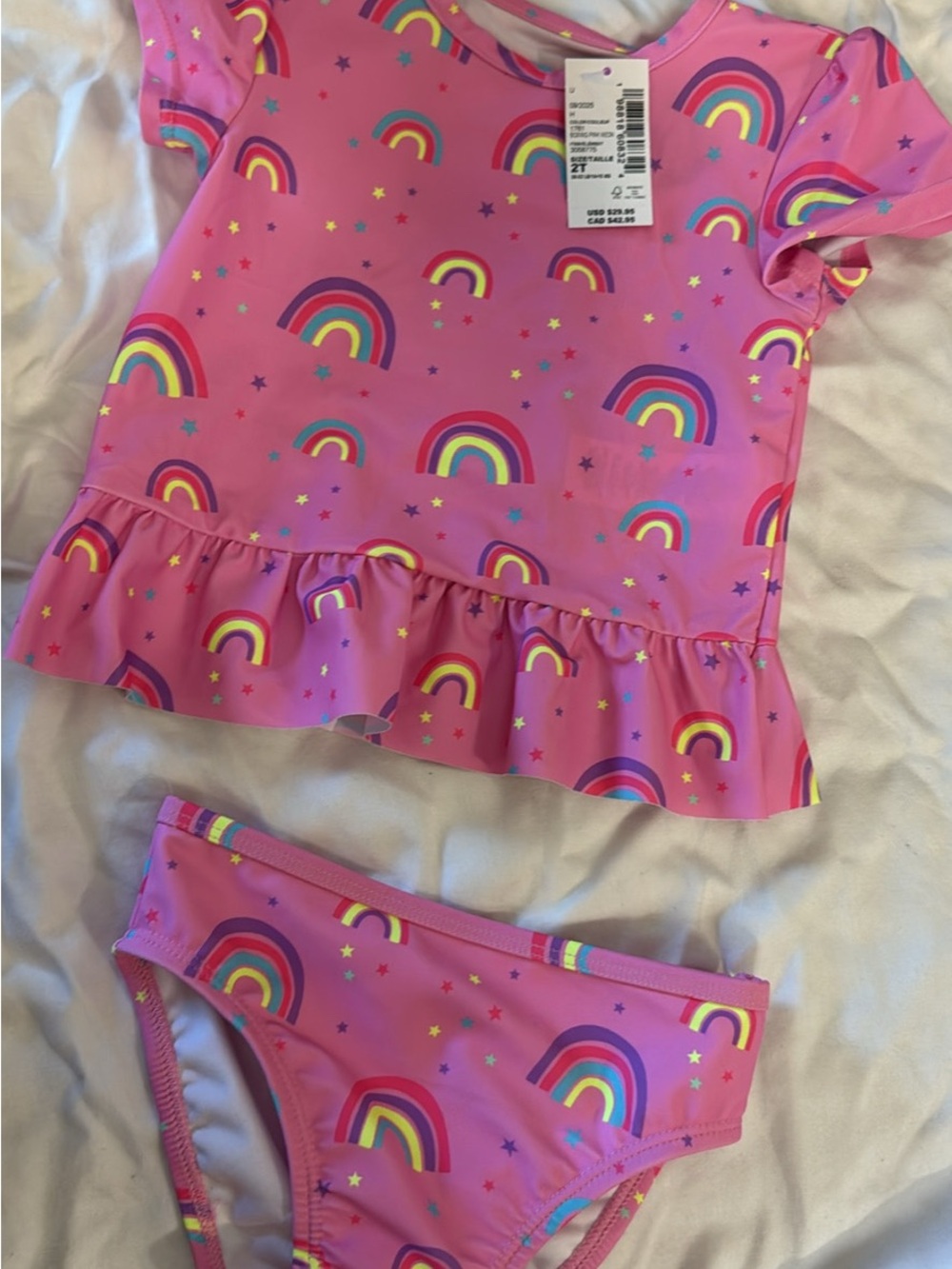 The Children's Place Pink Rainbow Ruffle Two-Piece Swim Set